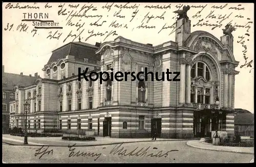 ALTE POSTKARTE THORN STADTTHEATER 1907 THEATER NACH HANAU theatre Torun Ostpreussen polska Ansichtskarte cpa postcard