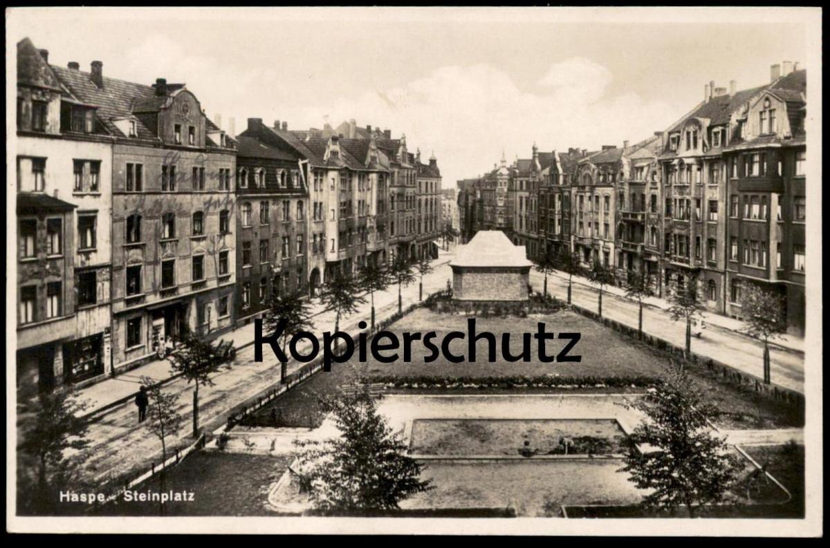 ALTE POSTKARTE HAGEN HASPE 1929 WESTFALEN STEINPLATZ AK