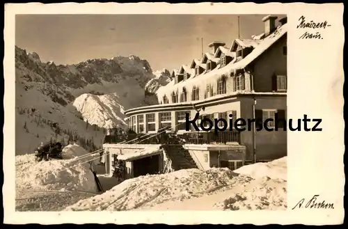 ALTE POSTKARTE GARMISCH PARTENKIRCHEN KREUZECKHAUS 1942 EISZAPFEN ZUGSPITZE Winter Schnee snow Ansichtskarte postcard