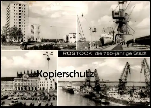 ÄLTERE POSTKARTE ROSTOCK DIE 750-JÄHRIGE STADT SCHIFF KRAN KRÄNE ship crane grue Trabant AK Ansichtskarte cpa postcard