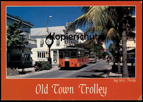ÄLTERE POSTKARTE KEY WEST FLORIDA OLD TOWN TROLLEY Bus Monroe County USA AK Ansichtskarte cpa postcard