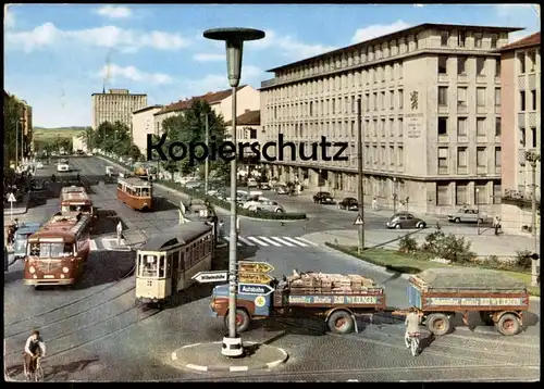 ÄLTERE POSTKARTE KASSEL STÄNDEPLATZ BUS LKW Strassenbahn Straßenbahn Tram tramway lorry truck pickup AK cpa postcard