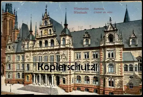 ALTE POSTKARTE WIESBADEN RATHAUS l'hotel de ville mairie town hall AK Ansichtskarte cpa postcard