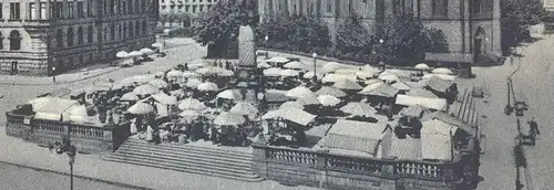 ALTE POSTKARTE WELTKUNSTADT WIESBADEN MARKTPLATZ 1939 Markt marché market Weltkunststadt Stempel Gartenschau Stuttgart