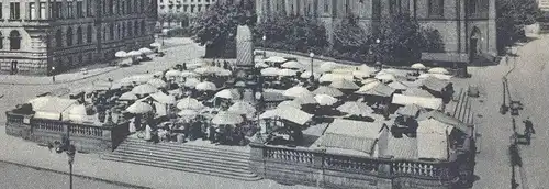 ALTE POSTKARTE WELTKURSTADT WIESBADEN MARKTPLATZ 1939 Markt marché market Stempel Gartenschau Stuttgart Ansichtskarte AK