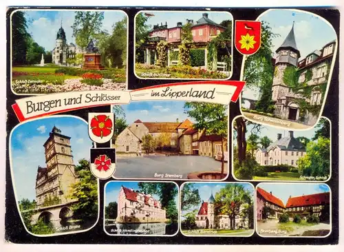 ÄLTERE POSTKARTE BURGEN & SCHLÖSSER LIPPERLAND DETMOLD Barntrup Blomberg Wappen Blason Castle AK Ansichtskarte postcard