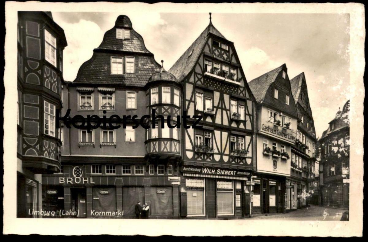 ALTE POSTKARTE LIMBURG LAHN Kornmarkt Reklame Brühl