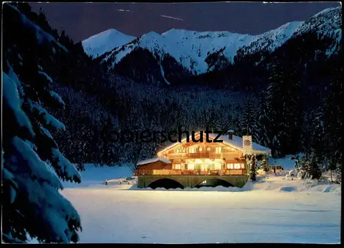 ÄLTERE POSTKARTE WINTERZAUBER GARMISCH PFLEGERSEE Nacht Winter Schnee night nuit hiver snow neige Garmisch-Partenkirchen