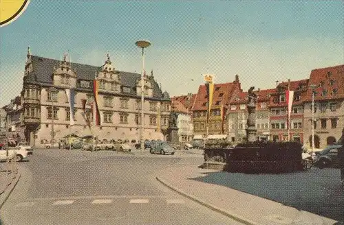 ÄLTERE POSTKARTE GRÜSSE AUS COBURG MARKTPLATZ LANDESTHEATER VESTE Wappen blason AK Ansichtskarte cpa postcard