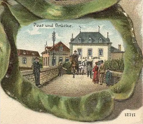 ALTE LITHO PRÄGE-POSTKARTE GRUSS AUS KAYL Keel Luxemburg Luxembourg Bahnhof station Gare embossed cpa gaufrée gauffrée