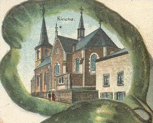 ALTE LITHO PRÄGE-POSTKARTE GRUSS AUS KAYL Keel Luxemburg Luxembourg Bahnhof station Gare embossed cpa gaufrée gauffrée