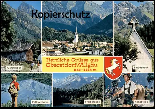 ÄLTERE POSTKARTE OBERSTDORF Einödsbach Gerstruben Almabtrieb Freibergsee Fellhornbahn Wappen blason Ansichtskarte