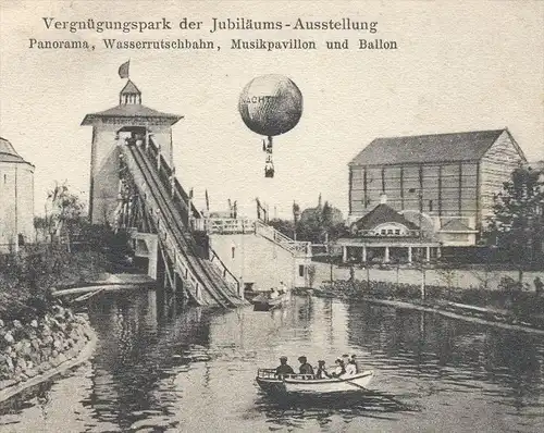 ALTE POSTKARTE MANNHEIM VERGNÜGUNGSPARK AUSSTELLUNG 1907 WASSERRUTSCHE Kirmes Ballon Balloon ducasse kermesse fun fair