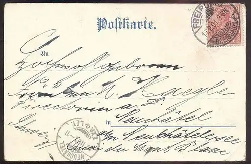 ALTE WINTER LITHO POSTKARTE GRUSS AUS DER NARRENSTADT FREIBURG FRIBURGIA CARNEVAL KARNEVAL carnival carnaval clown cpa