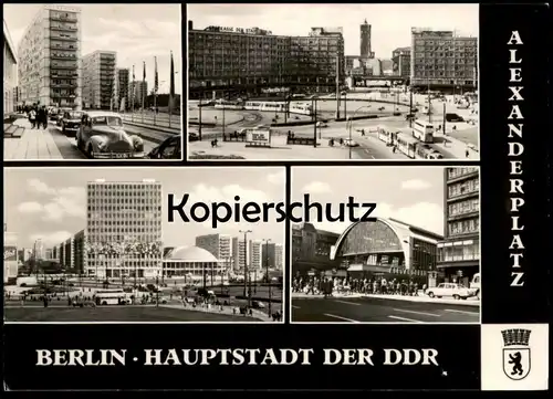 ÄLTERE POSTKARTE BERLIN HAUPTSTADT DER DDR ALEXANDERPLATZ ALEX Bus Straßenbahn Tram Tramway Plakat Deine Tat für ...