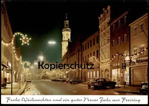 ÄLTERE POSTKARTE FREISING FROHE WEIHNACHTEN UND EIN GUTES NEUES JAHR christmas VW Golf Renault Auto Ansichtskarte AK cpa