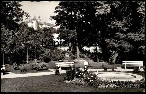 ÄLTERE POSTKARTE FREISING ANLAGEN MIT DOMBERG BRUNNEN SPRINGBRUNNEN BASSIN SITZBANK AK Ansichtskarte postcard cpa