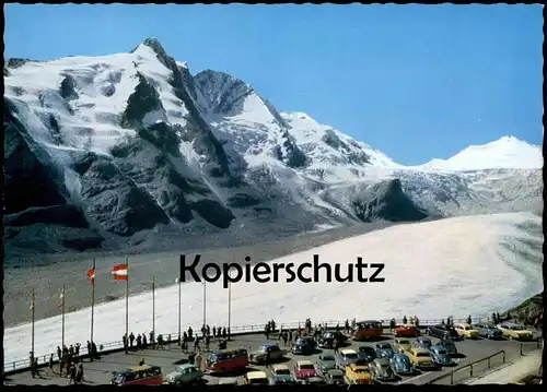 POSTKARTE GROSSGLOCKNER STRASSE FREIWANDECK VW BUS Brezel Käfer Kever Coccinelle Volkswagen Gletscher Auto cars voitures