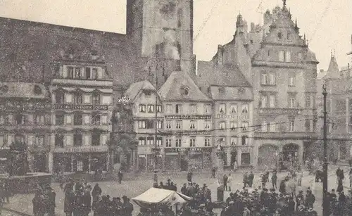 ALTE POSTKARTE TRIER TRÈVES HAUPTMARKT PLACE DU MARCHÉ Markt Market Juwelen Gold Silber Hüte Mützenfabrik postcard cpa