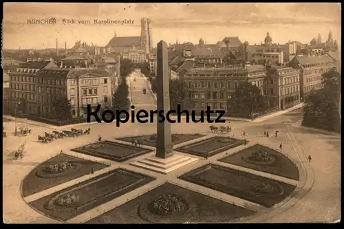ALTE POSTKARTE MÜNCHEN BLICK VOM KAROLINENPLATZ Munich Denkmal Monument AK Ansichtskarte postcard cpa