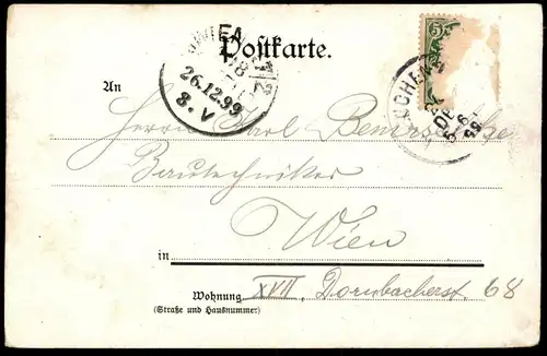 ALTE LITHO POSTKARTE GRUSS AUS MÜNCHEN 1899 THEATINERKIRCHE MIT FELDHERRNHALLE AK Ansichtskarte postcard cpa