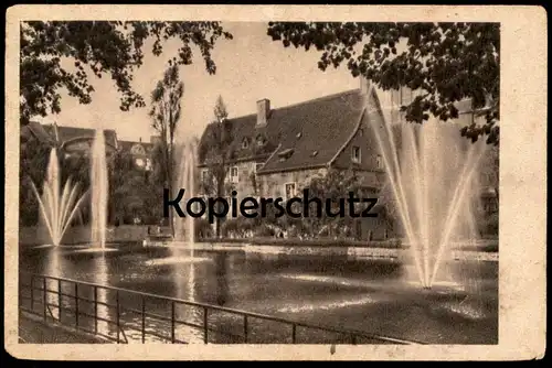 ALTE POSTKARTE BOCHUM 1946 HEIMATMUSEUM HAUS RECHEN SPRINGBRUNNEN FONTAINE AK Ansichtskarte postcard cpa