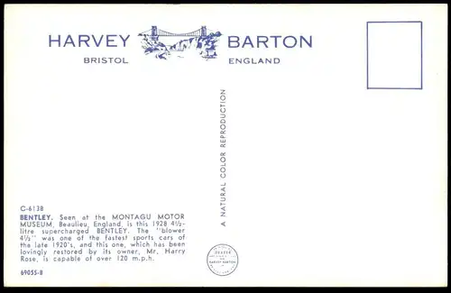 ÄLTERE POSTKARTE BENTLEY 1928 MONTAGU MOTOR MUSEUM BEAULIEU Oldtimer old car Voiture Automobil Ansichtskarte postcard