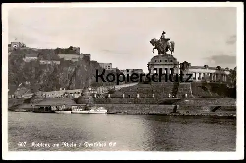 ALTE POSTKARTE KOBLENZ RHEIN DEUTSCHES ECK DENKMAL Schiff Monument AK Ansichtskarte postcard cpa