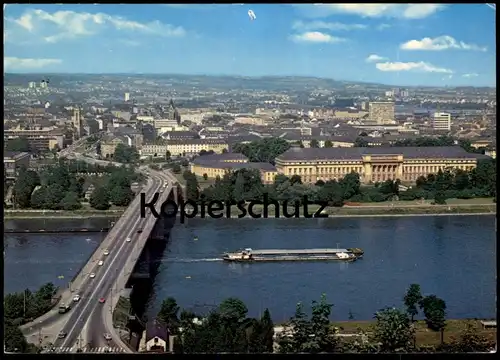 ÄLTERE POSTKARTE KOBLENZ PANORAMA PFAFFENDORFER BRÜCKE SCHLOSS Rhein Schiff cargo freight ship Ansichtskarte AK postcard
