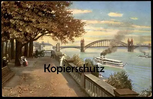 ALTE KÜNSTLER POSTKARTE BONN ALTER ZOLL Dampfer Steamer Künstlerkarte Heinrich Hoffmann Künstler Maler Peintre Painter