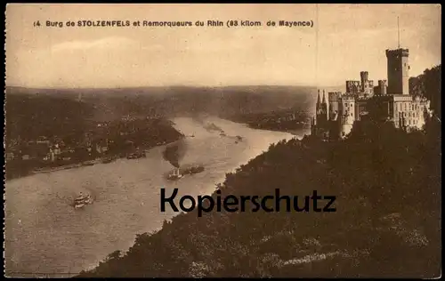 ALTE POSTKARTE BURG STOLZENFELS ET REMORQUEURS BEI COBLENZ KOBLENZ AM RHEIN DAMPFER Schiff Ship Schloss postcard cpa AK