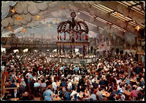 ÄLTERE POSTKARTE MÜNCHEN GRÜSSE VOM OKTOBERFEST HACKERBRÄU FESTHALLE ZELT Munich Bier Beer Ansichtskarte AK postcard cpa