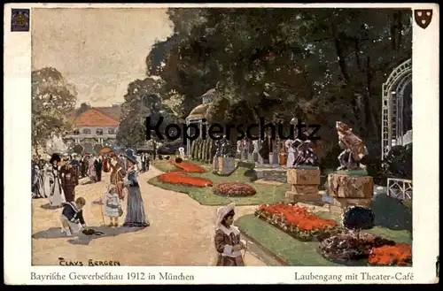 ALTE POSTKARTE MÜNCHEN BAYRISCHE GEWERBESCHAU 1912 Ausstellung Maler Claus Bergen F. Bruckmann Nr. 7 Exhibition postcard