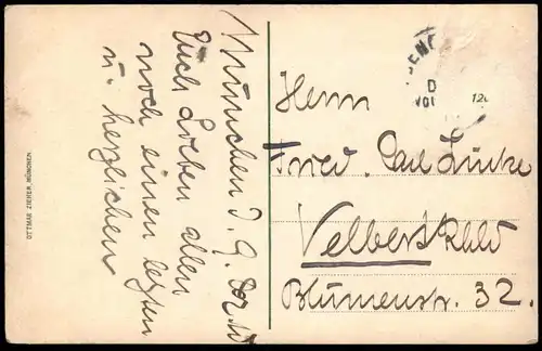 ALTE POSTKARTE GRUSS AUS MÜNCHEN KÜNSTLER OTTO OBERMEIER Münchner Kindl Ottmar Zieher Ansichtskarte AK postcard cpa