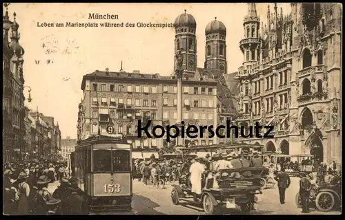ALTE POSTKARTE MÜNCHEN MARIENPLATZ STRASSENBAHN Tram Tramway Oldtimer Verlag Ottmar Zieher Ansichtskarte AK postcard cpa
