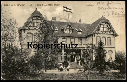 ALTE POSTKARTE GRUSS AUS RHEINE SOLBAD GOTTESGABE KURHAUS 1915 FELDPOST Stempel P.K. cachet postes militaires postcard