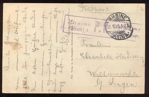 ALTE POSTKARTE GRUSS AUS RHEINE SOLBAD GOTTESGABE KURHAUS 1915 FELDPOST Stempel P.K. cachet postes militaires postcard