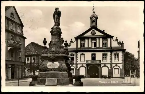 ALTE POSTKARTE RASTATT IN BADEN RATHAUS 26.11.1939 Verfasser schreibt über Entlassung Arbeitsdienst Ansichtskarte AK cpa