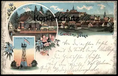 ALTE LITHO POSTKARTE GRUSS AUS IBURG 1901 PANORAMA TURM RESTAURANT LITHOGRAFIE 1901 Bad Ansichtskarte AK postcard cpa