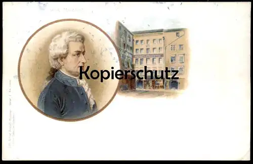 POSTKARTE PORTRÄT MOZART SALZBURG (REPRO) GEBURTSHAUS Komponist Dichter composer musician Ansichtskarte AK postcard cpa