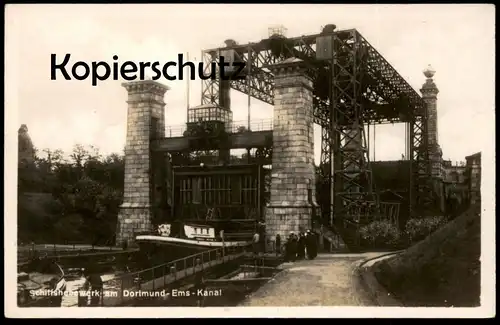 ALTE POSTKARTE SCHIFFSHEBEWERK HENRICHENBURG BEI DORTMUND vrachtschip ship's lift ship ascenseur à bateau hoist canal AK
