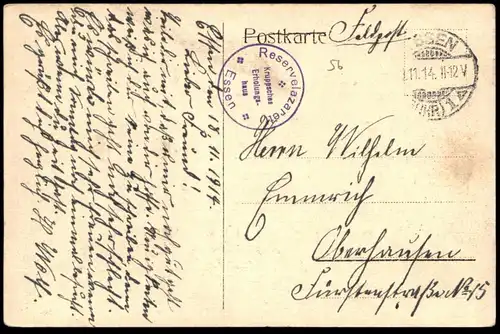 ALTE POSTKARTE ESSEN KRUPPSCHE ERHOLUNGSHÄUSER FRAUENHAUS STRASSENANSICHT KRUPP FELDPOST 1914 Ansichtskarte postcard cpa