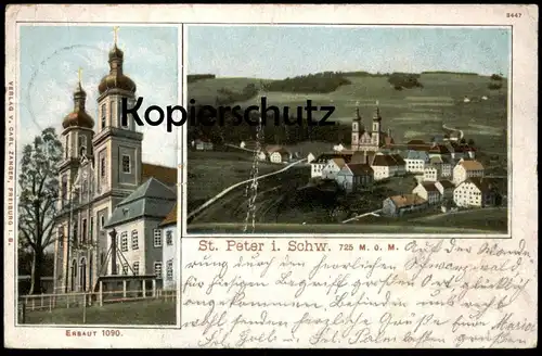ALTE POSTKARTE ST. PETER IM SCHWARZWALD PANORAMA KIRCHE ERBAUT 1090 Sankt black forest Ansichtskarte AK postcard cpa