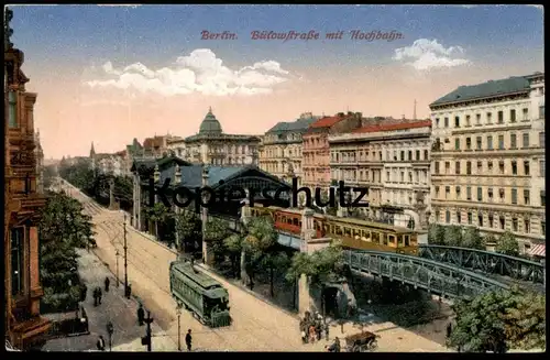 ALTE POSTKARTE BERLIN BÜLOWSTRASSE MIT HOCHBAHN Strassenbahn Tram Tramway Train Zug Ansichtskarte AK postcard cpa