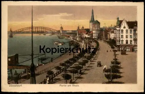 ALTE POSTKARTE DÜSSELDORFPARTIE AM RHEIN 1922 Rheinufer Ansichtskarte AK postcard cpa