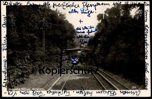 ALTE POSTKARTE WUPPERTAL BARMEN BERGBAHN STEMPEL 1942 Tram Tramway Bahn Train Feldpost AK Ansichtskarte postcard cpa