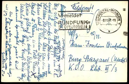 ALTE POSTKARTE WUPPERTAL BARMEN BERGBAHN STEMPEL 1942 Tram Tramway Bahn Train Feldpost AK Ansichtskarte postcard cpa