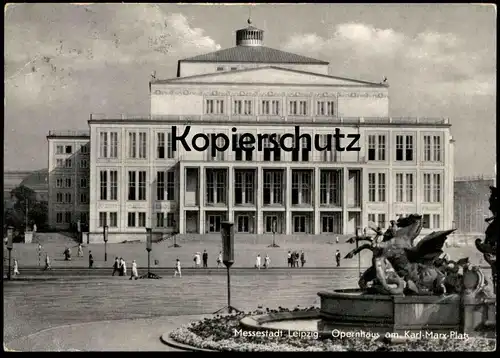 ÄLTERE POSTKARTE MESSESTADT LEIPZIG OPERNHAUS AM KARL-MARX-PLATZ BRUNNEN Oper Opera Ansichtskarte AK postcard cpa