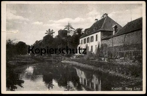 ALTE POSTKARTE KREFELD BURG LINN Wassergraben und Burg Crefeld chateau fort castle Ansichtskarte AK postcard cpa