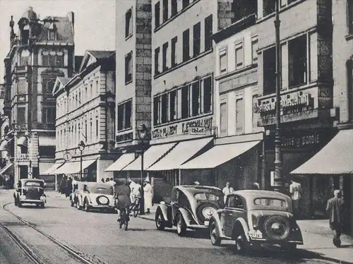 ALTE POSTKARTE KREFELD A-H-STRASSE 1943 PERSIL WMF RHEINISCHE ZEITUNG Oldtimer WHW Stempel Feldpost Ansichtskarte AK